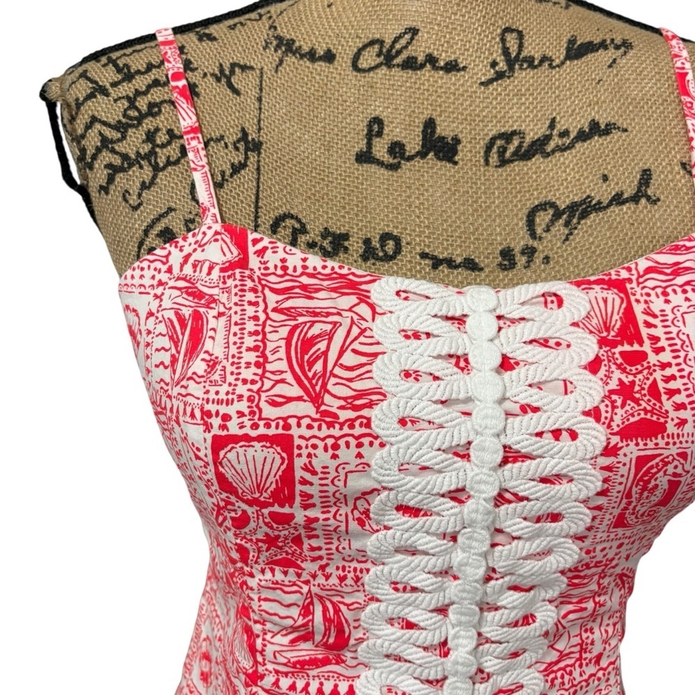 Lilly Pulitzer Shelli Stretch Top Cut Out Back Mizner Red Seaside Harbor Size 2 - Picture 5 of 9